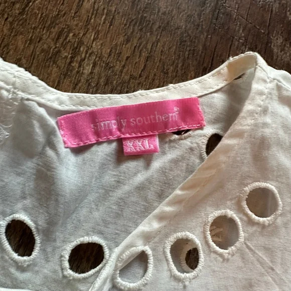 Women's Simply Southern Blouse XXL White Eyelet Long Sleeve - Picture 4 of 11